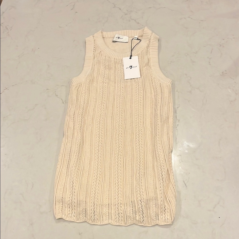 7 for all mankind Beige Sleeveless Knit Top, NEVER WORN